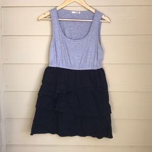 Black and gray colorblock layered skirt dress